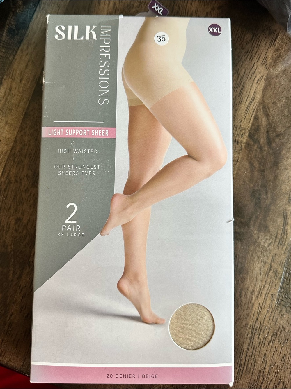NWT SILK Impressions 2 Pair Beige Light Support Sheer High-Waist Tights XXL